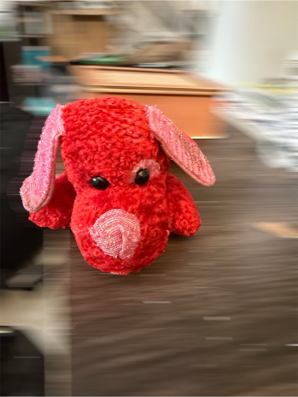 Red Plush Toy with Pink Accents